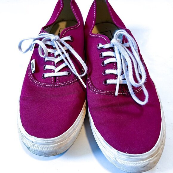Authentic Vans Burgundy & White Lace-Up Shoes Men's 8.5 Women's 10 - Picture 5 of 12